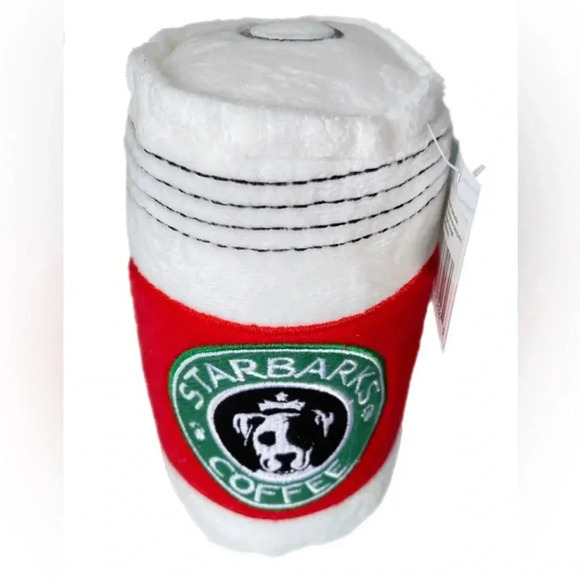 Starbarks Coffee Dog Toy Plushy- Embroidered, Soft w/Squeak - Picture 2 of 2
